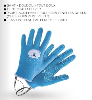 Gants de jardinage enfants très doux chauds hiver grippant bleu PROSPER  ROSTAING Taille 3-6 ans
